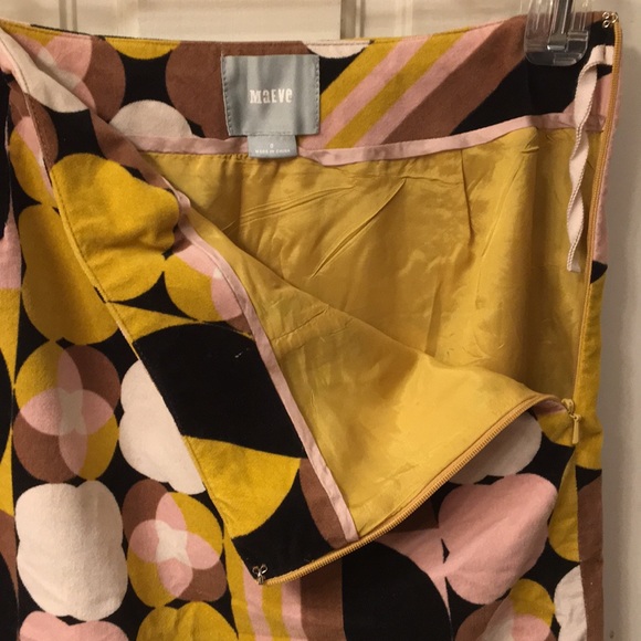 Anthropologie Maeve Mod 1960s 1970s Velvet Pencil Skirt 0 XS Small - Picture 4 of 6